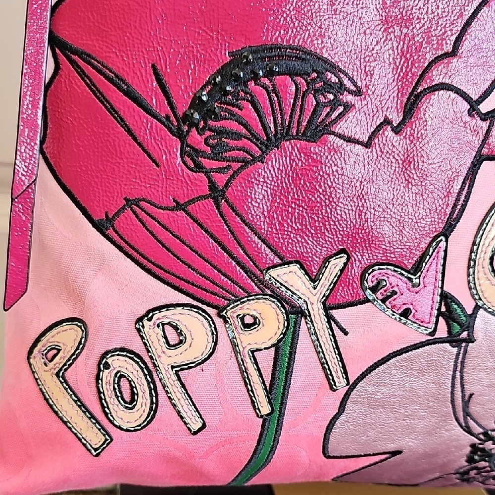 Coach Poppy 2010 Pink Ombré Floral Appliqué Glam Tote 3 Hangtags - Picture 4 of 17